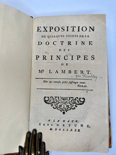 Exposition de quelques points de la doctrine des Principes de Mr. Lambert 1780