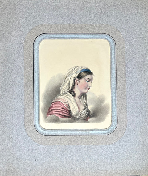 19th Century Watercolor portrait of an actress as Artemisia