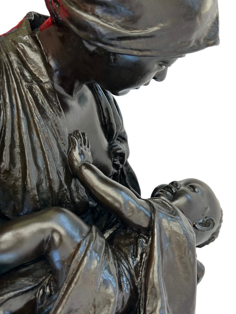 JAPANESE BRONZE OF A MOTHER AND CHILD BY UDAGAWA KAZUO