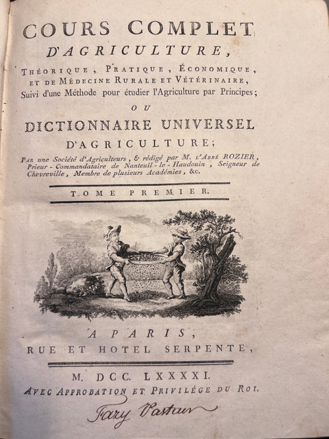 COURS COMPLET D'AGRICULTURE par M. l'Abbé ROZIER 1791