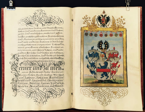 Master work of Calligraphy with an autograph of emperor Joseph II.