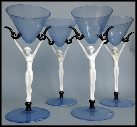 Istvan Komaromy Art Deco Nude Champagne glasses