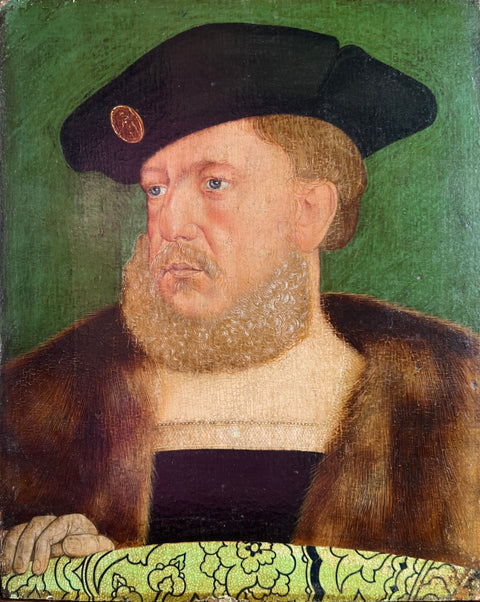 Swiss or German portrait 16th century follower of Hans Holbein the Younger oil on wood panel