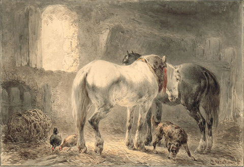 Horses in the Stables by Wouterus Verschuur