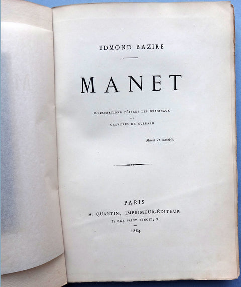 Edouard Manet, Edmond Bazire, Paris, 1884