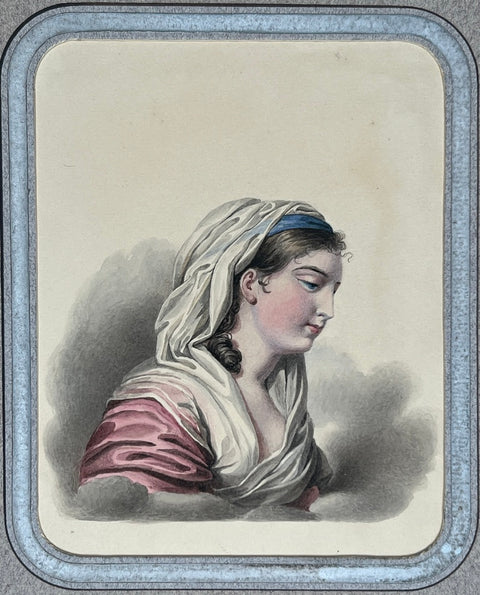 19th Century Watercolor portrait of an actress as Artemisia