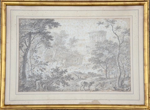 Arcadian Landscape Old Master Drawing