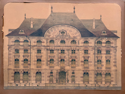 Large Drawing of the main facade of the SNB in Bern.