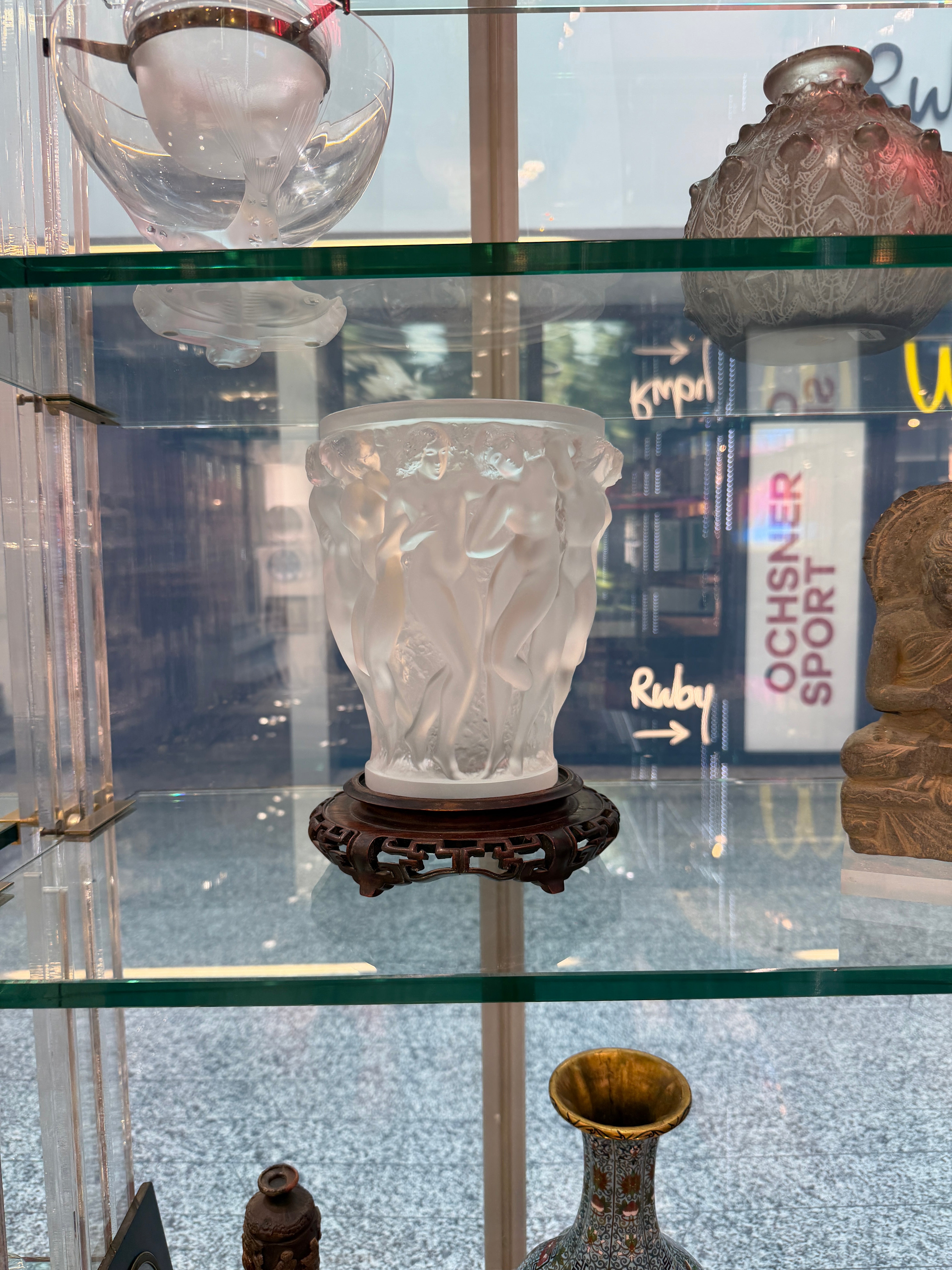 Bacchantes Vase, René Lalique, 1927 — opalescent glass, newly catalogued.