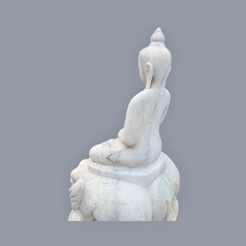 Marble Buddha Sculpture on Elephants Throne