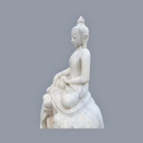 Marble Buddha Sculpture on Elephants Throne