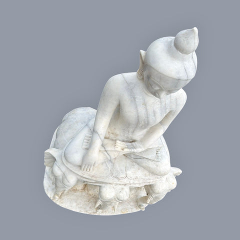 Marble Buddha Sculpture on Elephants Throne