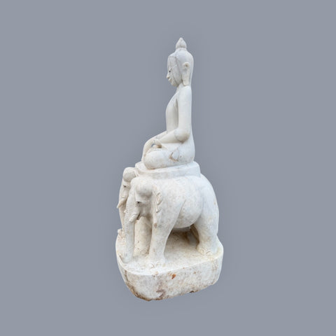 Marble Buddha Sculpture on Elephants Throne