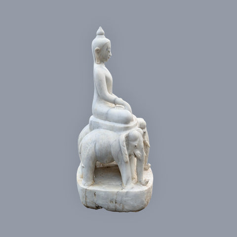 Marble Buddha Sculpture on Elephants Throne