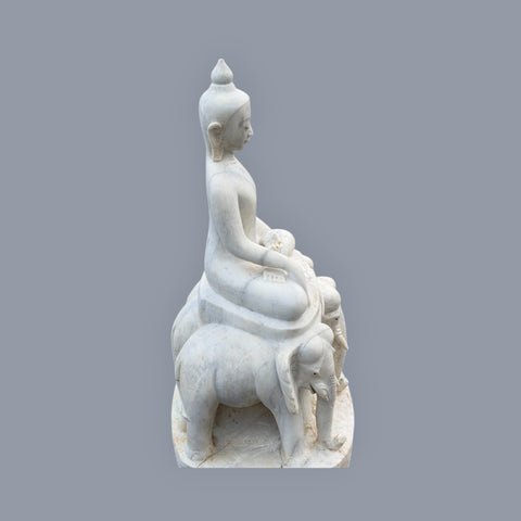 Marble Buddha Sculpture on Elephants Throne