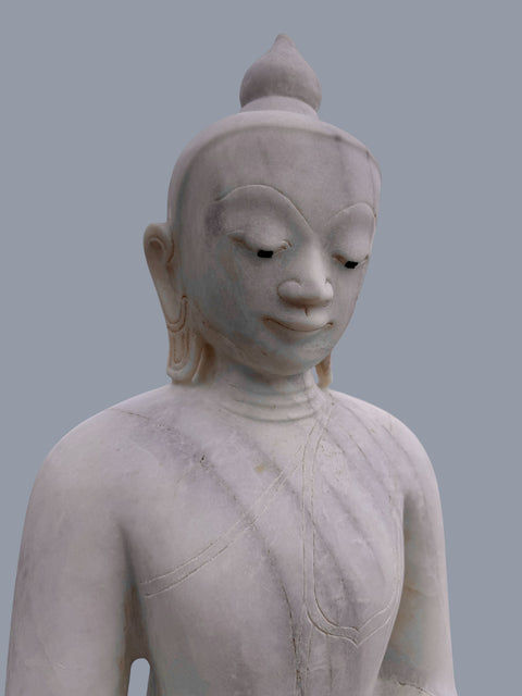 Marble Buddha Sculpture on Elephants Throne