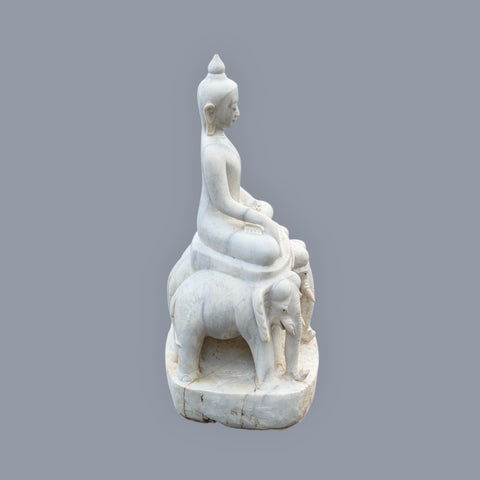 Marble Buddha Sculpture on Elephants Throne
