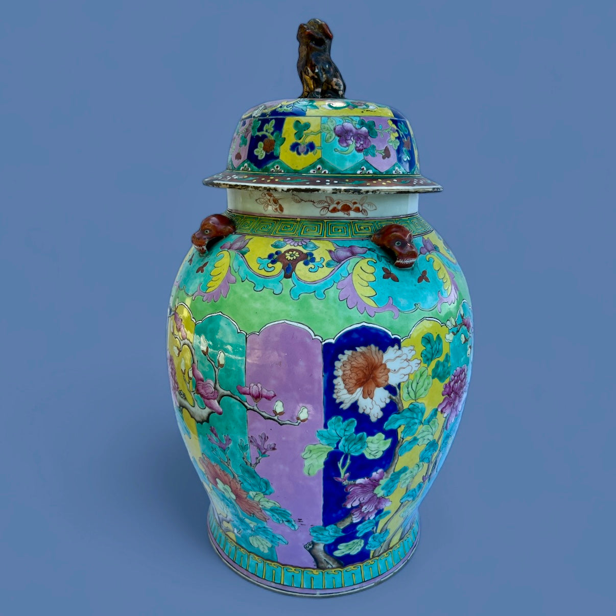Qing Dynasty porcelain jar — polychrome flowering branches, late 19th century.