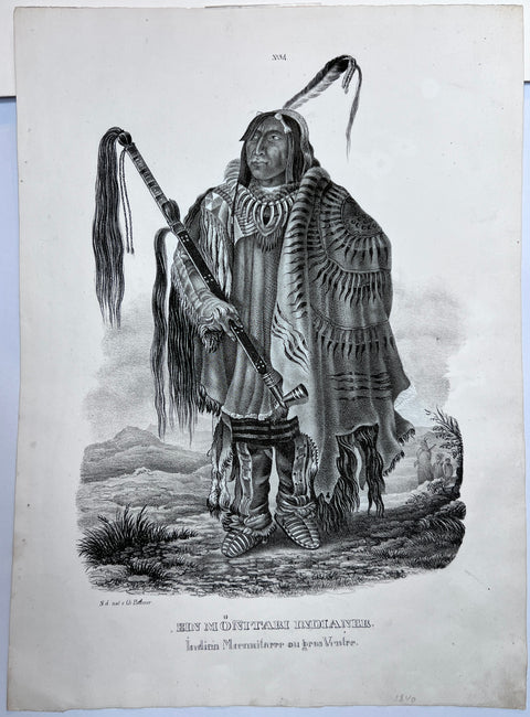 Karl Bodmer - Monitari Indian