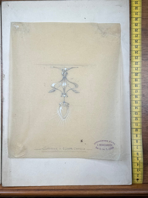 art nouveau drawings for wrought iron lamps