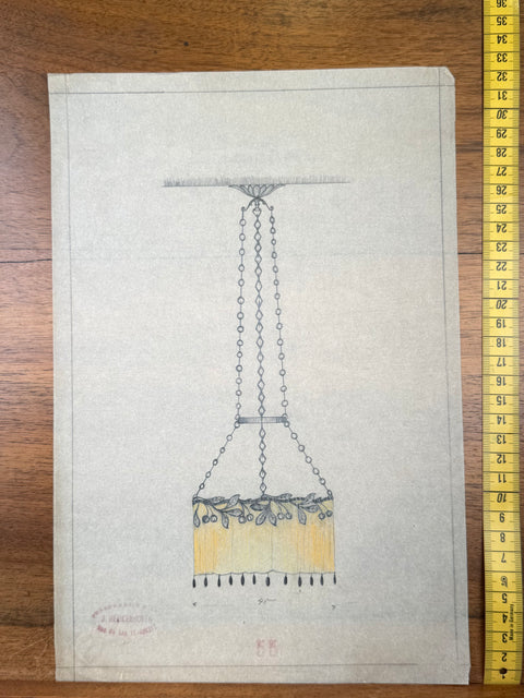 art nouveau drawings for wrought iron lamps
