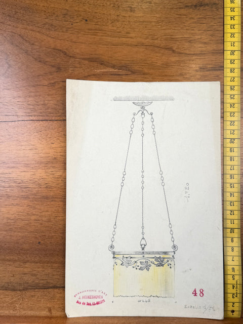 art nouveau drawings for wrought iron lamps