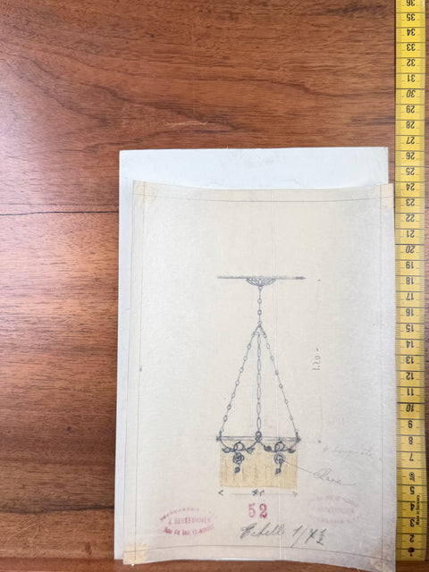 art nouveau drawings for wrought iron lamps