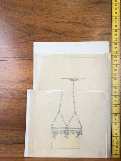 art nouveau drawings for wrought iron lamps