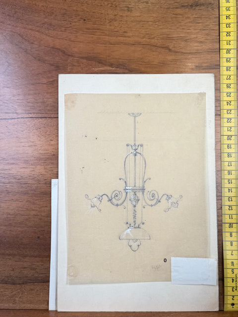 art nouveau drawings for wrought iron lamps