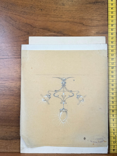 art nouveau drawings for wrought iron lamps