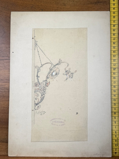 art nouveau drawings for wrought iron lamps