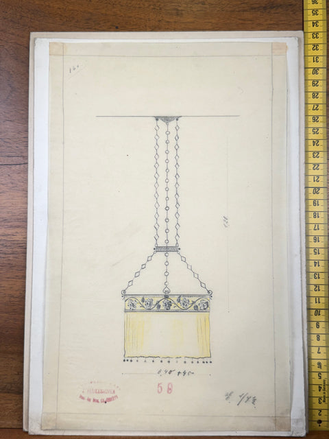 art nouveau drawings for wrought iron lamps