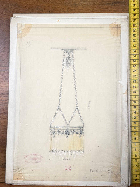 art nouveau drawings for wrought iron lamps