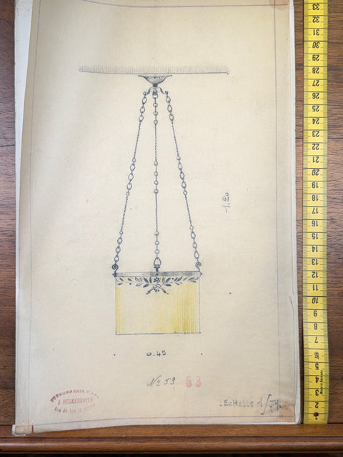 art nouveau drawings for wrought iron lamps