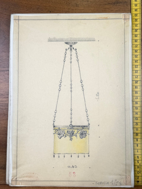 art nouveau drawings for wrought iron lamps