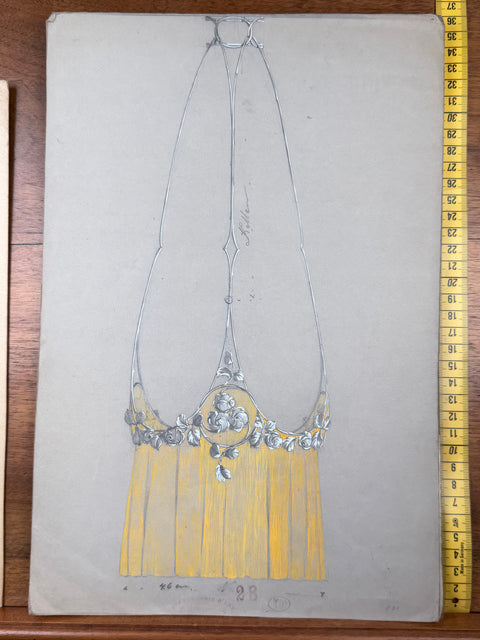 art nouveau drawings for wrought iron lamps