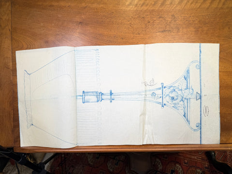 art nouveau drawings for wrought iron lamps