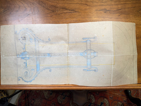 art nouveau drawings for wrought iron lamps
