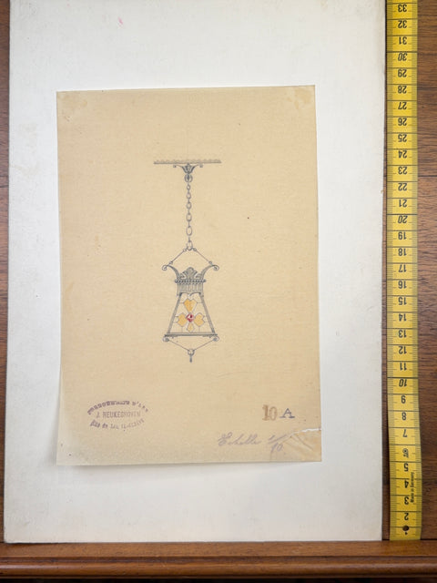 art nouveau drawings for wrought iron lamps