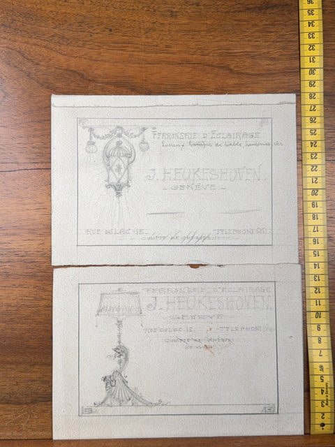 art nouveau drawings for wrought iron lamps