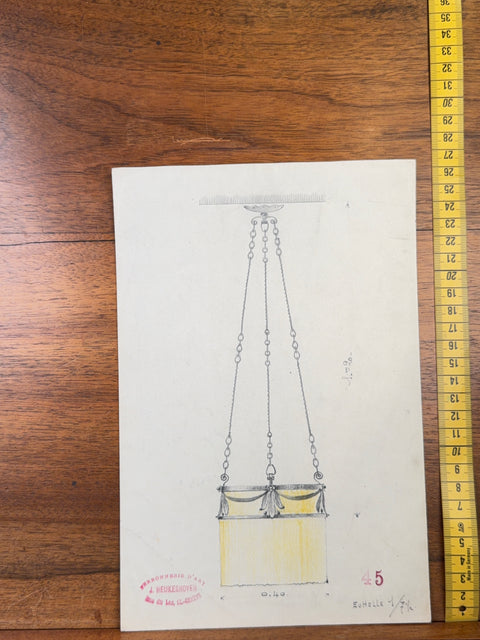 art nouveau drawings for wrought iron lamps