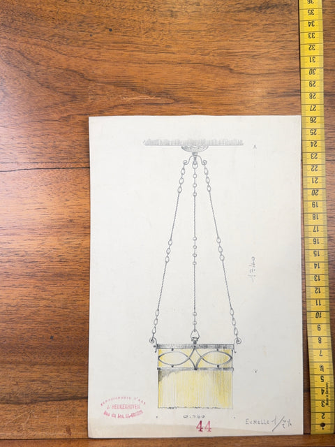 art nouveau drawings for wrought iron lamps