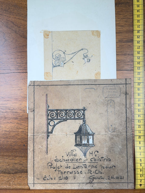 art nouveau drawings for wrought iron lamps