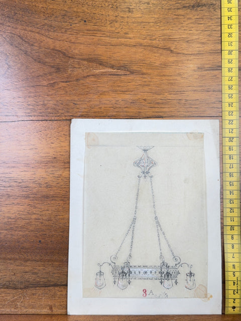 art nouveau drawings for wrought iron lamps