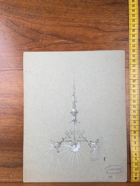 art nouveau drawings for wrought iron lamps