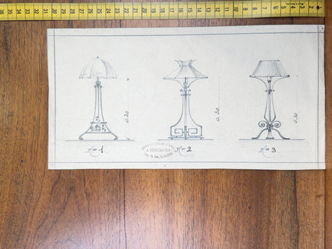 art nouveau drawings for wrought iron lamps
