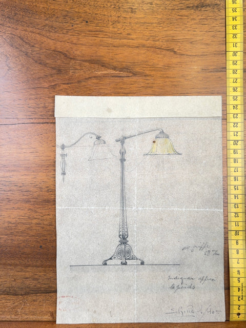 art nouveau drawings for wrought iron lamps