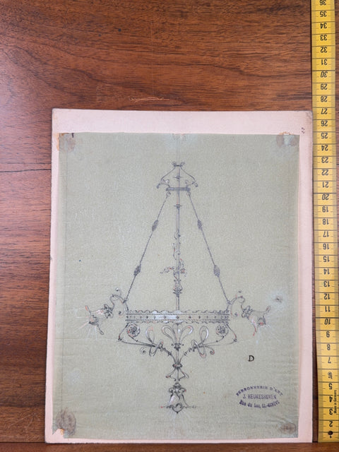 art nouveau drawings for wrought iron lamps