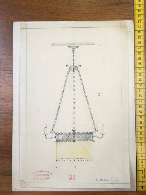 art nouveau drawings for wrought iron lamps