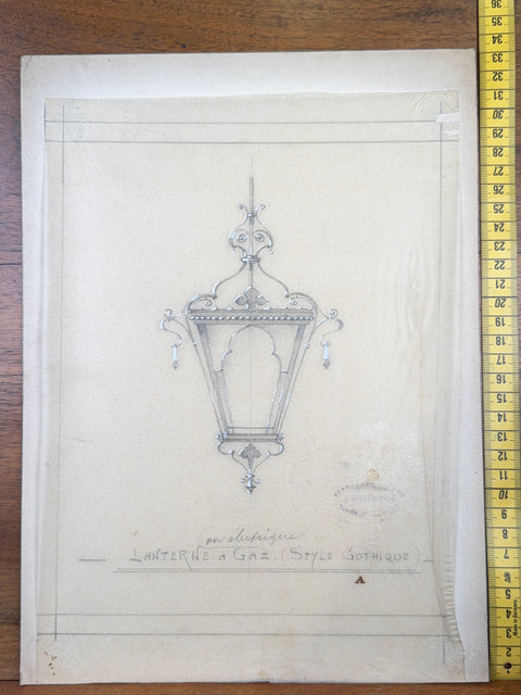 art nouveau drawings for wrought iron lamps